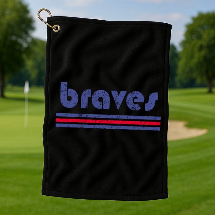 Funny Vintage Braves Retro Three Stripe Weathered Golf Towel