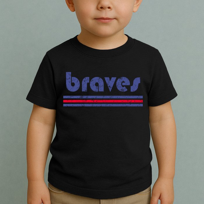 Funny Vintage Braves Retro Three Stripe Weathered Toddler T-Shirt