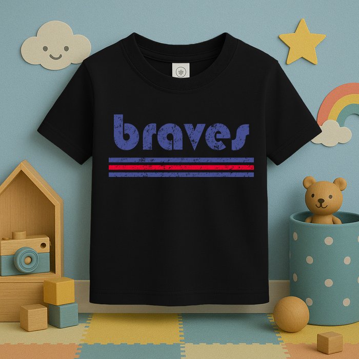 Funny Vintage Braves Retro Three Stripe Weathered Toddler T-Shirt
