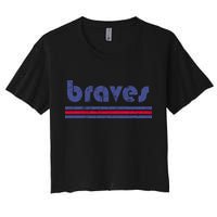 Funny Vintage Braves Retro Three Stripe Weathered Crop Top