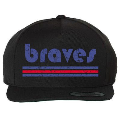 Funny Vintage Braves Retro Three Stripe Weathered Wool Snapback Cap