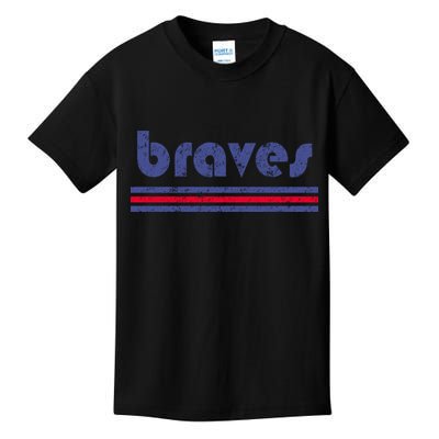 Funny Vintage Braves Retro Three Stripe Weathered Kids T-Shirt