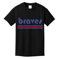 Funny Vintage Braves Retro Three Stripe Weathered Kids T-Shirt