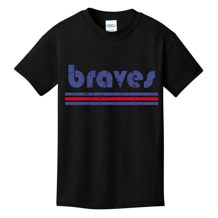Funny Vintage Braves Retro Three Stripe Weathered Kids T-Shirt
