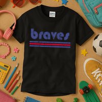 Funny Vintage Braves Retro Three Stripe Weathered Kids T-Shirt