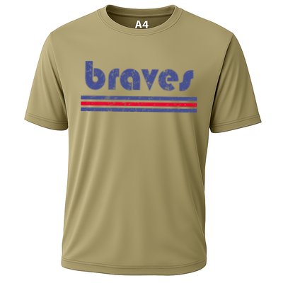 Funny Vintage Braves Retro Three Stripe Weathered Performance Shirt
