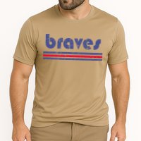 Funny Vintage Braves Retro Three Stripe Weathered Performance Shirt