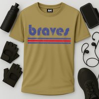 Funny Vintage Braves Retro Three Stripe Weathered Performance Shirt