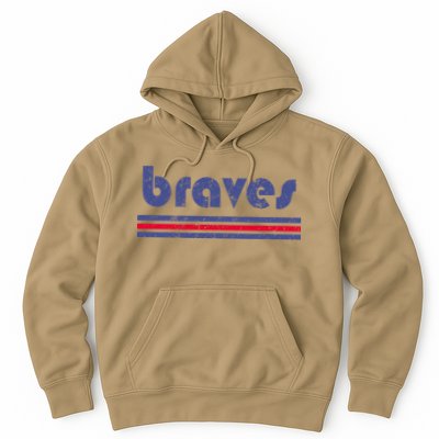 Funny Vintage Braves Retro Three Stripe Weathered Hoodie