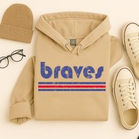 Funny Vintage Braves Retro Three Stripe Weathered Hoodie