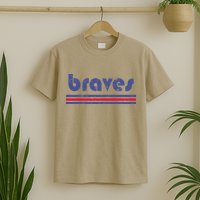 Funny Vintage Braves Retro Three Stripe Weathered T-Shirt