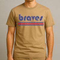 Funny Vintage Braves Retro Three Stripe Weathered T-Shirt