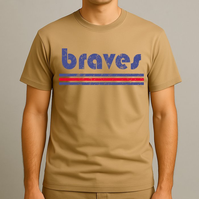 Funny Vintage Braves Retro Three Stripe Weathered T-Shirt