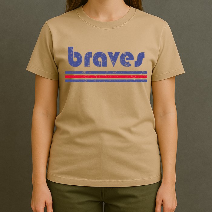 Funny Vintage Braves Retro Three Stripe Weathered T-Shirt