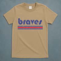 Funny Vintage Braves Retro Three Stripe Weathered T-Shirt