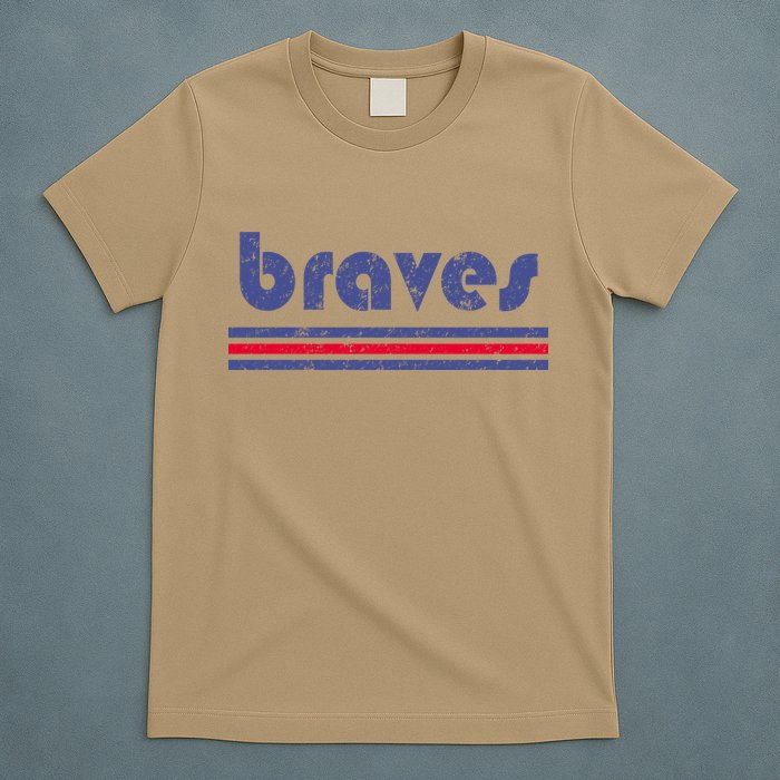Funny Vintage Braves Retro Three Stripe Weathered T-Shirt
