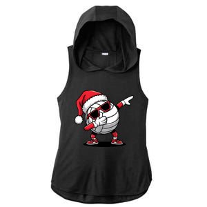 Funny Volleyball Ball Santa Hat Dabbing Xmas Pajamas Ladies PosiCharge Tri-Blend Wicking Draft Hoodie Tank