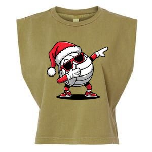 Funny Volleyball Ball Santa Hat Dabbing Xmas Pajamas Garment-Dyed Women's Muscle Tee