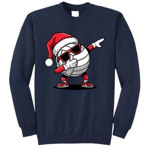 Funny Volleyball Ball Santa Hat Dabbing Xmas Pajamas Tall Sweatshirt