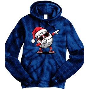 Funny Volleyball Ball Santa Hat Dabbing Xmas Pajamas Tie Dye Hoodie