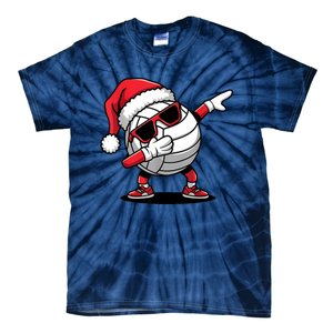 Funny Volleyball Ball Santa Hat Dabbing Xmas Pajamas Tie-Dye T-Shirt