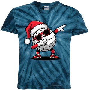 Funny Volleyball Ball Santa Hat Dabbing Xmas Pajamas Kids Tie-Dye T-Shirt