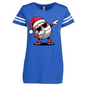 Funny Volleyball Ball Santa Hat Dabbing Xmas Pajamas Enza Ladies Jersey Football T-Shirt