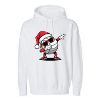 Funny Volleyball Ball Santa Hat Dabbing Xmas Pajamas Garment-Dyed Fleece Hoodie