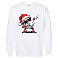 Funny Volleyball Ball Santa Hat Dabbing Xmas Pajamas Garment-Dyed Sweatshirt