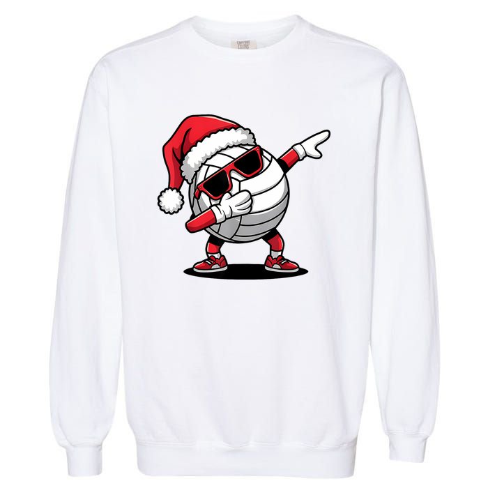 Funny Volleyball Ball Santa Hat Dabbing Xmas Pajamas Garment-Dyed Sweatshirt