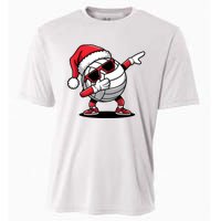 Funny Volleyball Ball Santa Hat Dabbing Xmas Pajamas Cooling Performance Crew T-Shirt