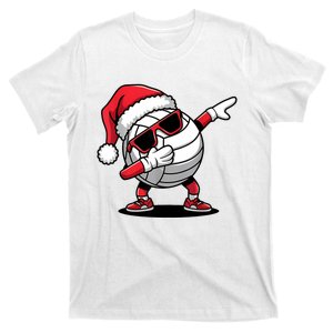 Funny Volleyball Ball Santa Hat Dabbing Xmas Pajamas T-Shirt