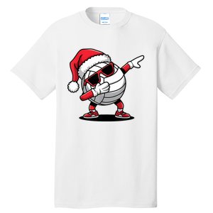 Funny Volleyball Ball Santa Hat Dabbing Xmas Pajamas Tall T-Shirt