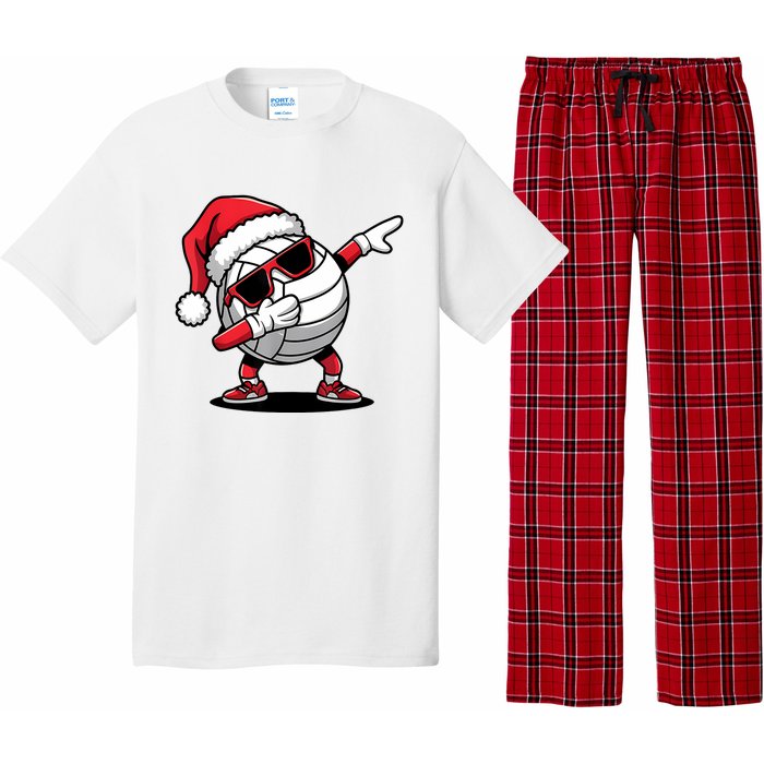 Funny Volleyball Ball Santa Hat Dabbing Xmas Pajamas Pajama Set