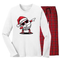 Funny Volleyball Ball Santa Hat Dabbing Xmas Pajamas Women's Long Sleeve Flannel Pajama Set 