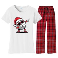 Funny Volleyball Ball Santa Hat Dabbing Xmas Pajamas Women's Flannel Pajama Set