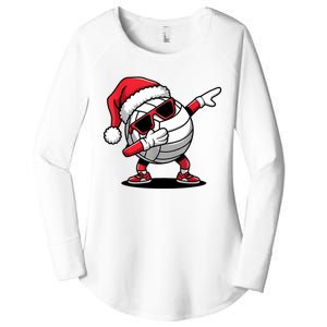 Funny Volleyball Ball Santa Hat Dabbing Xmas Pajamas Women's Perfect Tri Tunic Long Sleeve Shirt