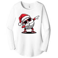 Funny Volleyball Ball Santa Hat Dabbing Xmas Pajamas Women's Perfect Tri Tunic Long Sleeve Shirt