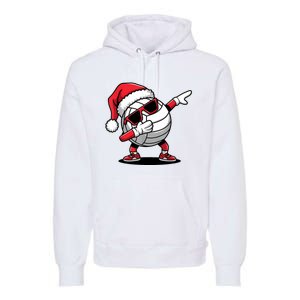 Funny Volleyball Ball Santa Hat Dabbing Xmas Pajamas Premium Hoodie