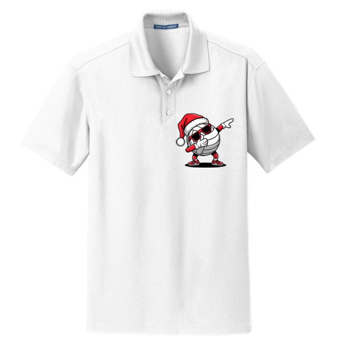 Funny Volleyball Ball Santa Hat Dabbing Xmas Pajamas Dry Zone Grid Polo