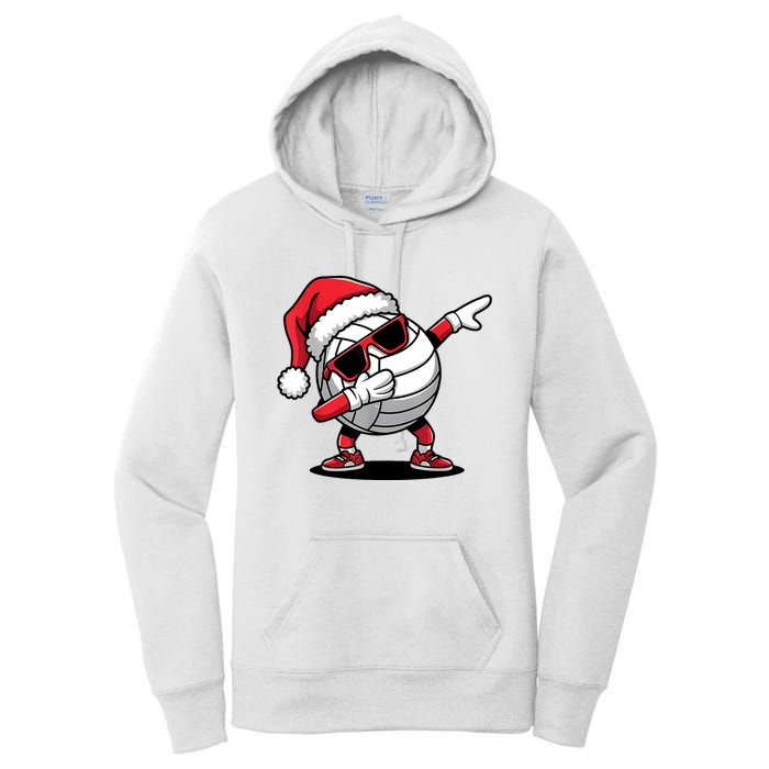 Funny Volleyball Ball Santa Hat Dabbing Xmas Pajamas Women's Pullover Hoodie