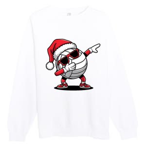 Funny Volleyball Ball Santa Hat Dabbing Xmas Pajamas Premium Crewneck Sweatshirt