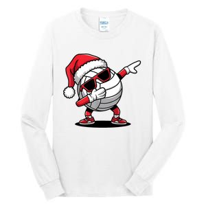 Funny Volleyball Ball Santa Hat Dabbing Xmas Pajamas Tall Long Sleeve T-Shirt