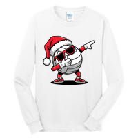 Funny Volleyball Ball Santa Hat Dabbing Xmas Pajamas Tall Long Sleeve T-Shirt