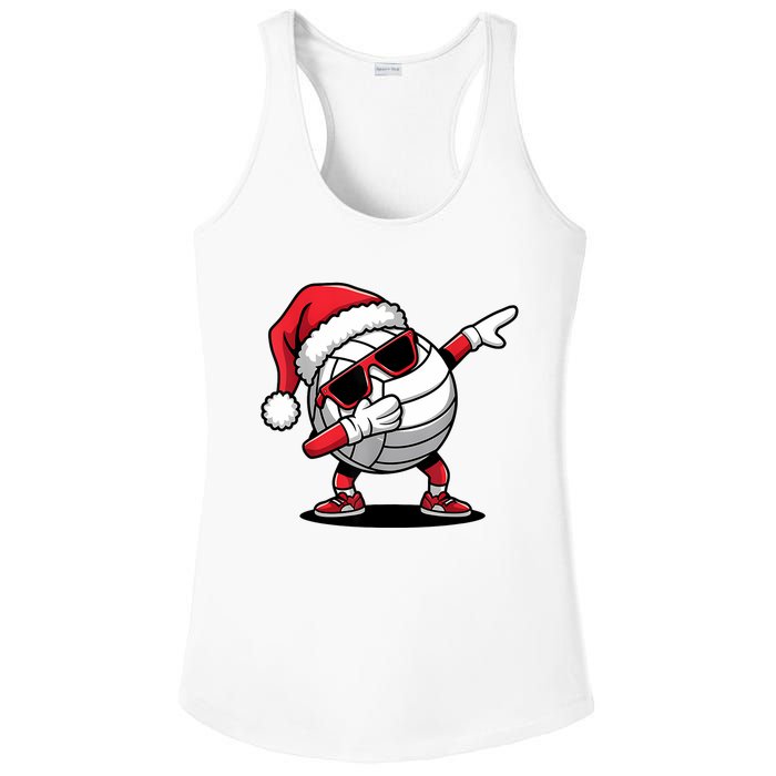 Funny Volleyball Ball Santa Hat Dabbing Xmas Pajamas Ladies PosiCharge Competitor Racerback Tank