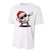 Funny Volleyball Ball Santa Hat Dabbing Xmas Pajamas Performance Sprint T-Shirt