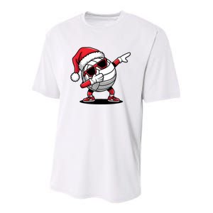 Funny Volleyball Ball Santa Hat Dabbing Xmas Pajamas Youth Performance Sprint T-Shirt