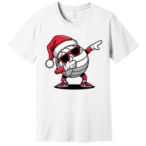 Funny Volleyball Ball Santa Hat Dabbing Xmas Pajamas Premium T-Shirt