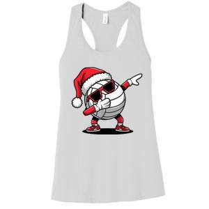 Funny Volleyball Ball Santa Hat Dabbing Xmas Pajamas Women's Racerback Tank