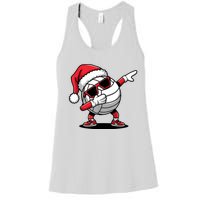 Funny Volleyball Ball Santa Hat Dabbing Xmas Pajamas Women's Racerback Tank